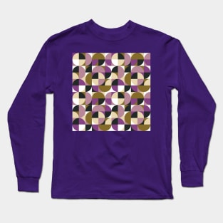 Purple and Olive Vintage Geometry Long Sleeve T-Shirt